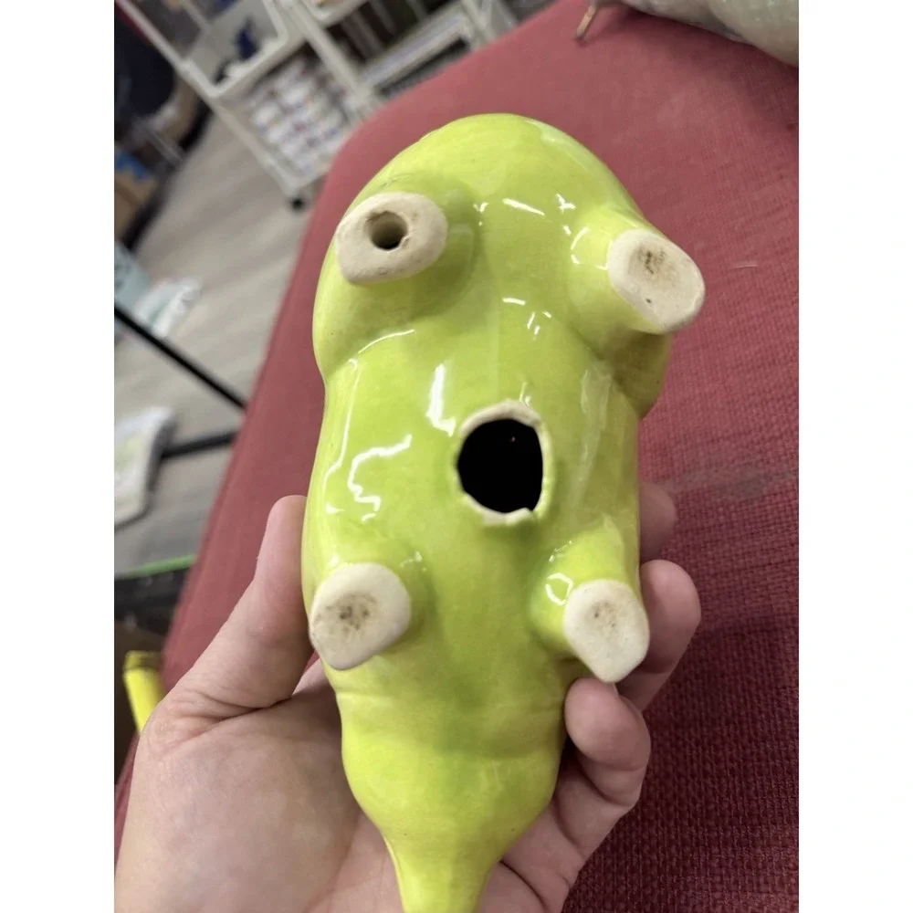 Vintage‎ MCM BEVAN KILNS California Pottery Appetizer Toothpick Holder Pig Green